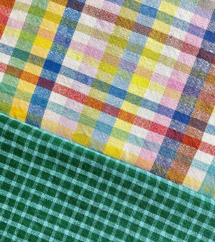 Evergreen-Sky and Rainbow handwoven fabrics