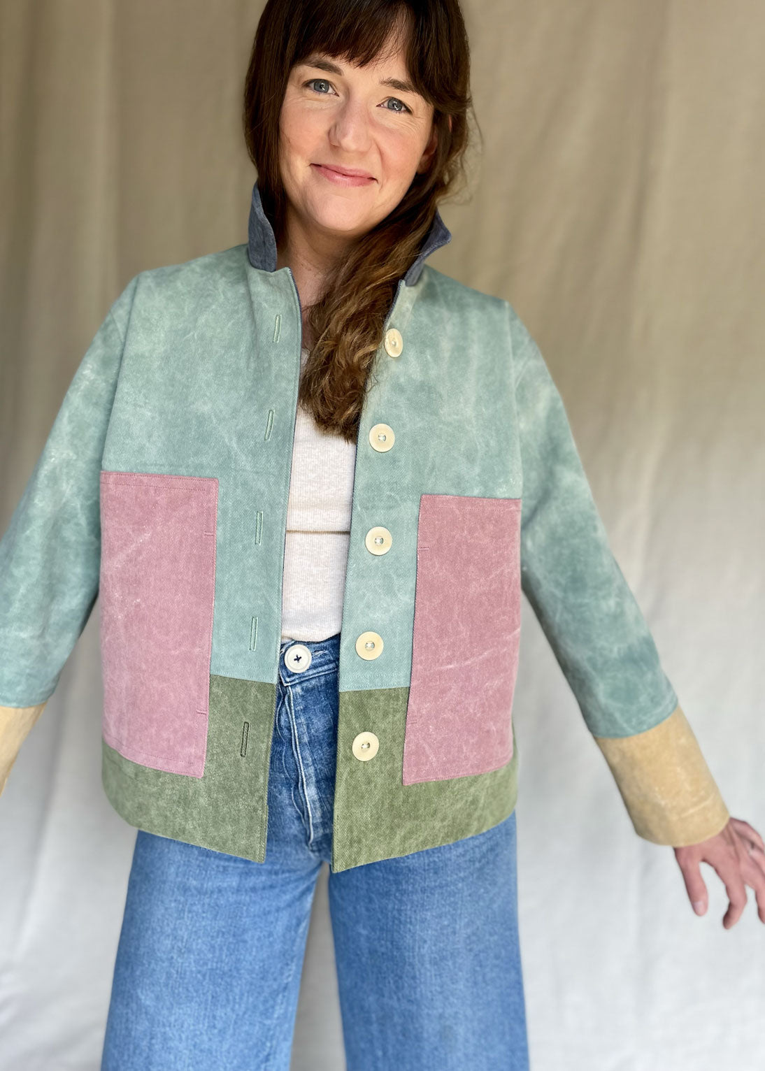 Made-to-order Color Block Jacket: Full color body for Deanna