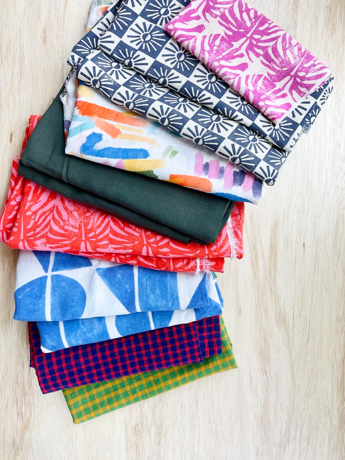 Swatches of fabrics from Slow Goods Studio.