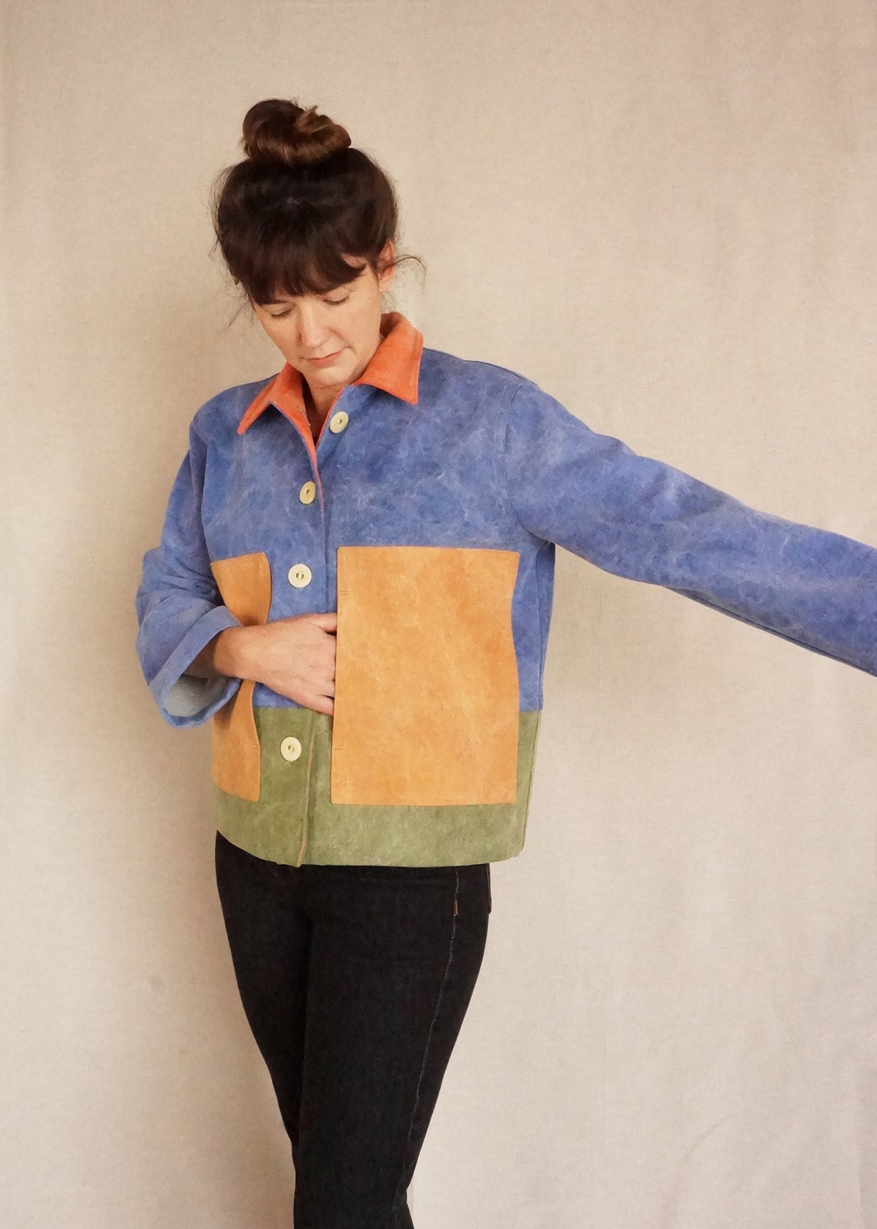 COLOUR BLOCK JACKET WITH PATCHES - Multicoloured